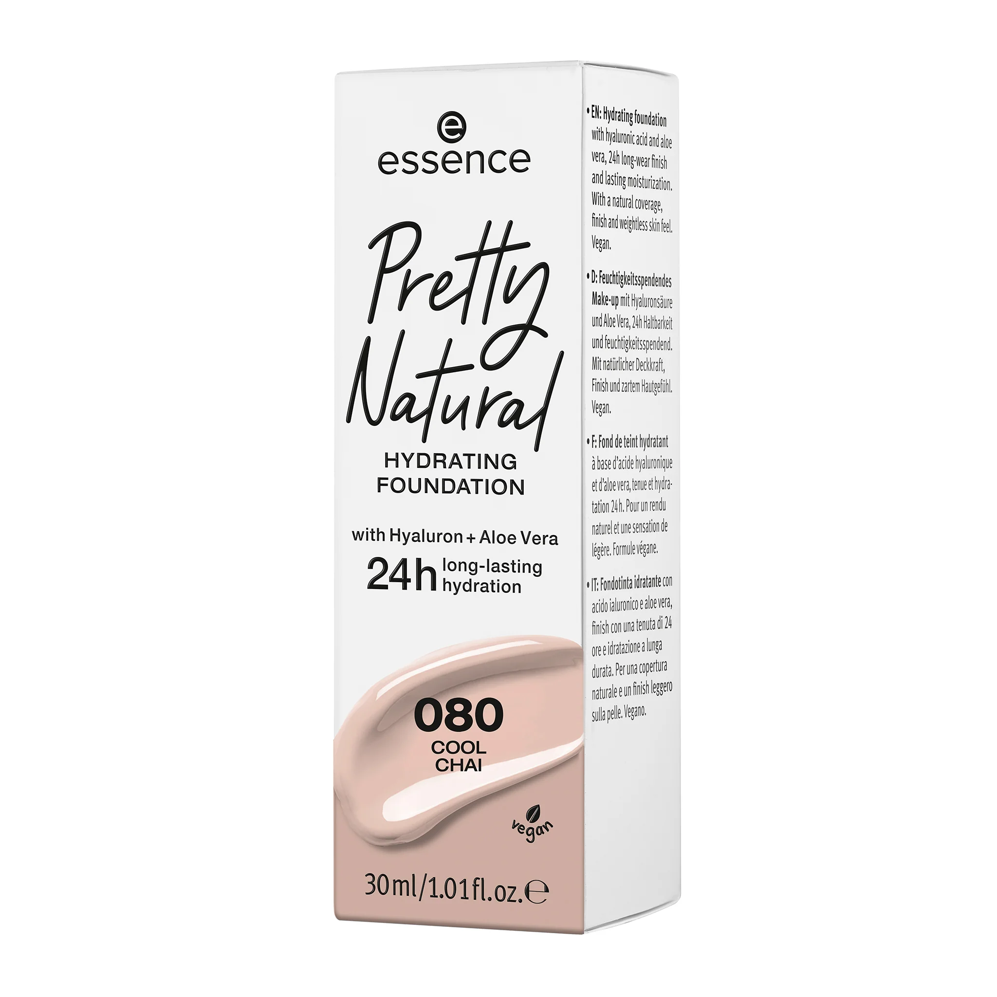 essence pretty natural foundation 24h 080 cool chai 30ml